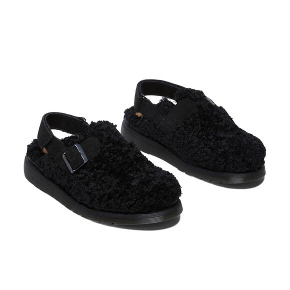 Dr. Martens Shoes - Dr. Martens Black Fuzzy Mules